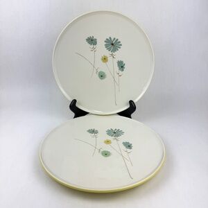 Vintage MCM Iroquois China Informal Ben Seibel Lazy Daisy Dinner Plates Set/2